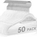 Velvet Hangers Non Slip Felt Hangers, 50 Pack White Velvet Clothes Hangers Space Saving Slim with 360 Degree Swivel Hook for Suits Coats, Jackets, Pants, and Dress Clothes