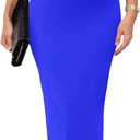 MANER Women's Strapless Bodycon Maxi Tube Dress Ribbed Elegant Casual Long Party Dresses (Royal Blue) S