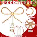 Soulchen Christmas Bow Tree Topper Decoration 9.4 x 10.4 Inches Velvet Christmas Topper Decor with LED Lights Xmas Holiday Bow Tree Top Decoration for Santa Holiday Party Supplies Gifts(Brown)