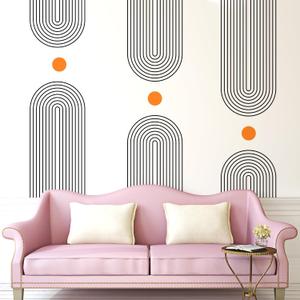 Boho Mid-Centur Arch Wall Decals Peel and Stick, Large Sun Removable Wall Stickers & Murals, Removable Leaves Home Decor Art for Bedroom Living Room Classroom Office