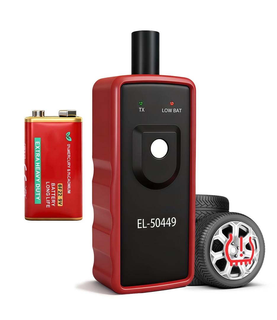 Ford TPMS Relearn Tool with Battery, FIRSTOOL EL-50449 TPMS Reset Tool, Tire Sensor Programmer Tire Pressure Sensor Reset for Ford Lincoln Mercury, TPMS Programming Tool Compatible with F150 F250 etc (Red)