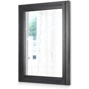 AAZZKANG Black Mirrors for Wall 50 x 40 cm with Rectangle Wood Framed Decorative Wall Mirror for Bedroom Living Room Bathroom Entryway