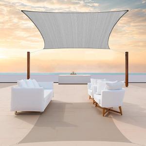 ColourTree 12' x 20' Grey Sun Shade Sail Rectangle Canopy Fabric Cloth Screen, Water Permeable & UV Block UPF50, Heavy Duty, Carport Patio Outdoor - (We Customize Size) (Gray)