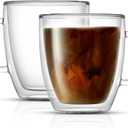 JoyJolt Savor Double Wall Insulated Glasses - Coffee Mugs (Set of 2) - 13.5-Ounces