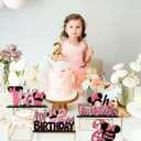 TONIFUL Pink Mouse 2nd Birthday Party Supplies 2nd Table Centerpieces Pink Mouse Theme Design Sturdy Wooden for Girl TWO Years Old Birthday Favors 2nd Birthday Party Decorations(4 Pcs)