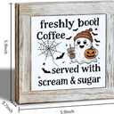 Halloween Coffee Decor, Fall Decors Art, Funny Wooden Box Sign for Home Kitchen Decor, Freshly Boo'd Coffee Sign, Coffees Bar Decoration for Desk Table, Funny Ghost Decors 5.9x5.9 inches