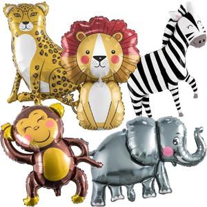 Jungle Safari Animals Balloons, Jungle Safari Theme Birthday Party Decorations, Lions Zebra Elephant Monkey Leopard Foil Balloons for Kids Boys Wild One Zoo Birthday Baby Shower Party Decor Supplies (Colorful Smiling Animal)