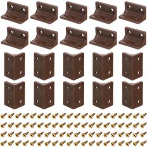 uxcell 50Pcs 90 Degree Plastic Corner Braces, 38x22x22mm Nylon Shelf Right Angle Brackets with Screws for Cabinets, Cupboards (Brown)