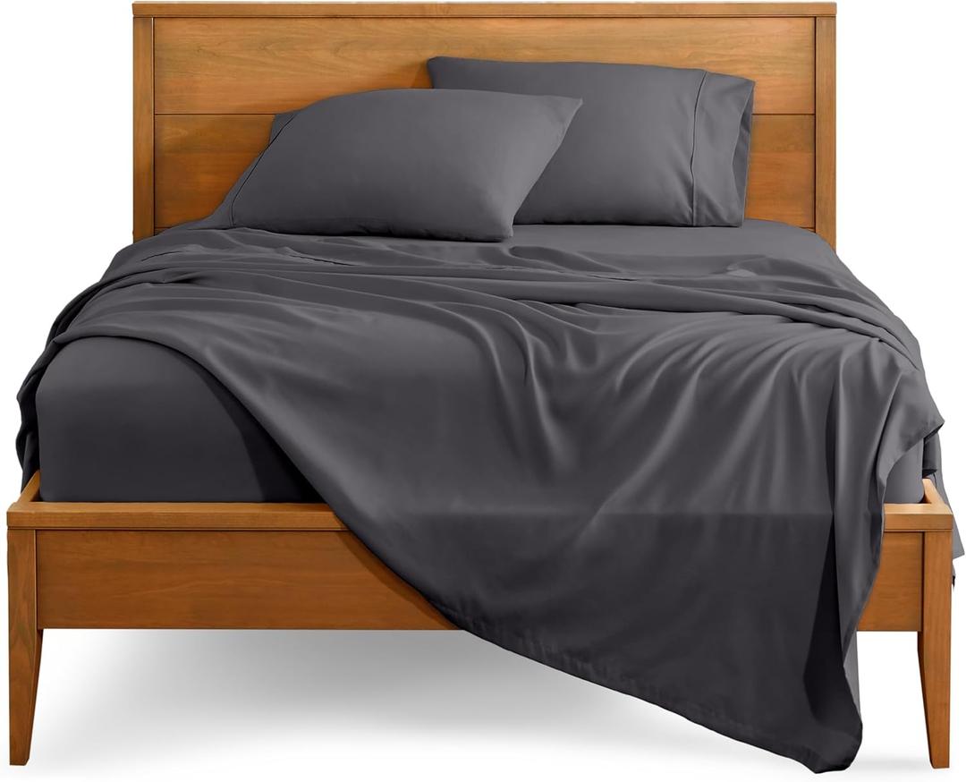 Bare Home King Sheet Set - 1800 Ultra-Soft Microfiber King Bed Sheets - Double Brushed - Deep Pockets - Easy Fit - Extra Soft - 4 Piece Set - Bedding Sheets & Pillowcases (King, Forged Iron Grey)