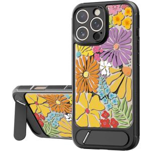 Bouvardia for iPhone 16 Pro Max Case - Multi-Scenario Kickstand & Passion Floral Blossom Pattern - Compatible with Magsafe - Aesthetic Cute Design for Women and Girls