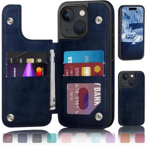 DJDUCK Designed for iPhone 15 Plus Case Wallet with Card Holder, [Magnetic Clasp Cover] [RFID Blocking Leather Protection] Shockproof Women Men Cases 6.7 Inch for Apple 15 Plus Bright Blue