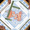 WHCHJ Coastal Beach Crab Mahjong Mat 31.5 x 31.5 in, Blue and White Plaid Mahjong Mat for Table, Anti-Slip Noise Reduction Game Table Cover Tablecloth for Card Poker Dominoes Dice and Board Games