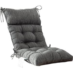Outdoor Rocking Chair Cushions Set of 4, 100% Polyester Waterproof Patio Rocking Chair Cushion, High Back Weatherproof Chair Pad for Adirondack & Outdoor Furniture, Charcoal Grey, Black, 4 Counts