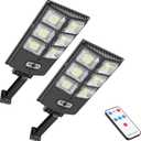 150W Solar Lights Outdoor Waterproof, 8000LM LED Solar Flood Lights Outdoor Motion Sensor with Remote, 3 Modes Solar Lights for Outside Yard, Garden, Path & Parking Lot-2PACK