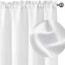Chyhomenyc White Curtains 72 Inch Length 2 Panels Set, Faux Linen Textured Light Filtering Soft Airy Privacy Farmhouse Curtain Drapes for Living Room Bedroom, 40 Wx72 L Inches