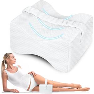 Knee Pillow for Side Sleepers, Leg Pillow for Sciatica, Back, HIPS, Knees, Joints Pain Relief,Pillows for Between Legs While Sleeping Spine Alignment Support & Relieves Pressure(White)