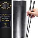 Dyrfolm 20 Pairs Fiberglass Chopsticks, Reusable Non-Slip Chopsticks for Chinese & Japanese Food, Dishwasher Safe (9.4 inch Black)
