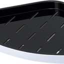 Corner Shower Caddy, Plastic Triangular Shower Shelf, Waterproof Ventilated Shower Organizer, Wall Mounted Corner Shower Shelf, Large Capcity Shower Storage Shelf for Shampoo (Black)