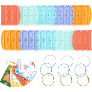 30 Pcs Reusable Plastic Card Holders for Yoto Cards with 9 Ring Loops, Portable Card Holder for Yoto Mini Player Audio Cards, Kids Travel Carrier, Yoto Accessory Organizer Storage Set