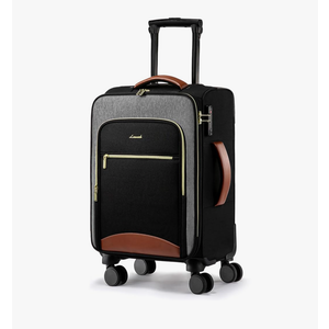 LOVEVOOK Carry On Luggage 22x14x9 Airline Approved with Spinner Wheels, 20 Inch Softside Suitcases, Lightweight Rolling Travel Carry on Suitcase with TSA Lock for Women Men, Black-gray-brown
 1 sustainability feature