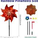 10 Pieces 9.5 Inches Orange Pinwheels Windmill Wind Spinners Outdoor for Yard Garden Lawn Bird Repellent, Plastic Foil Reflective Colorful Pin Wheels for Fall Autumn Halloween Thanksgiving Day