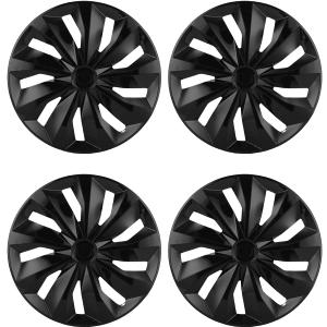 ABX Hubcaps, 15 inch hubcaps Set of 4, Wheel Rim Cover ABS Material, Snap On Car Truck SUV Replacement Hub Cap, for Toyota Camry Nissan Mazda etc, Black