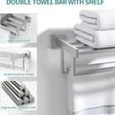 Double Towel Bar, 24 Inch Towel Racks for Bathroom Wall Mounted, Bathroom Towel Rack, Towel Rack with Shelf, Stainless Steel Hand Towel Hanger, Bath Towel Holder for Wall, Brushed Nickel
