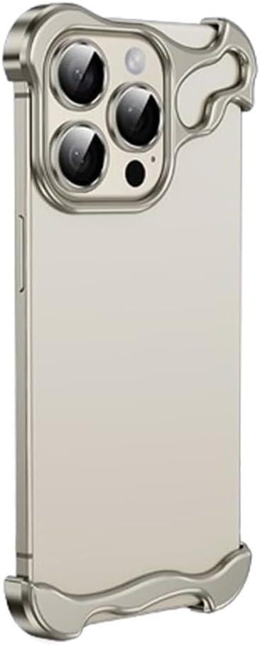 Special-Shaped Metal Corner Pad Anti-Fall Phone Case Suitable iPhone 12 Pro Frameless Lens Film Naked Borderless Slim Thin Bare Metal Aluminum Feel, Suitable for iPhone 12 Pro 6.1"(Grey)