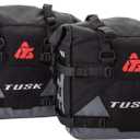 Tusk Pilot Pannier Bags Black/Grey | Durable Soft Saddlebags with RollTop Closure, Waterproof Liners and Reflective Accents | Adventure Motorcycle Storage