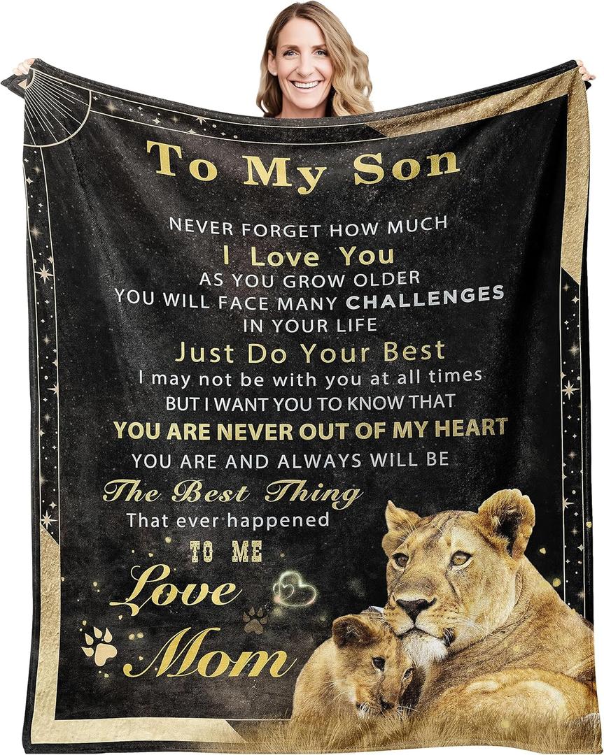 Gifts for Adult Son Blanket from Mother,to My Son Birthday Gifts for 18 Year Old Boy,Son Gifts from Mom Dad,Present for My Son Blanket from Mom 40"x50"in (Grey)