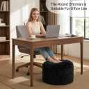 Round Pouf Ottoman Foot Rest, 17"×15" Foam Filled Foot Stool for Living Room, Lightweight Decorative Pouf Stool for Couch or Chair, Soft Modern Ottoman for Home Decor, Black