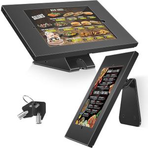 AboveTEK Anti-Theft Tablet Stand iPad Locking & Security Stand, Countertop & Wall Mount POS Stand, 360 Swivel Kiosk Stand for iPad/iPad Air/iPad Pro Ideal for Retail Business (Black)