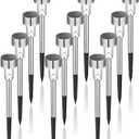 GIGALUMI Solar Lights Outdoor Waterproof, 12 Pack, Stainless Steel LED Solar Garden Lights for Patio, Lawn, Yard and Landscape, Cold White