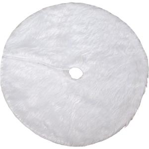 Christmas Tree Plush Skirt Decoration 15" Mini Holiday Tree Round Xmas Tree Skirt for Merry Christmas Tree (Pure White)