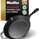 Mueller Heavy-Duty Cast Iron Skillet 10-inch, Pre-Seasoned Cast Iron Pan, Safe Across All Cooktops, Oven, BBQ, or Campfire, Handles & Dual Pouring