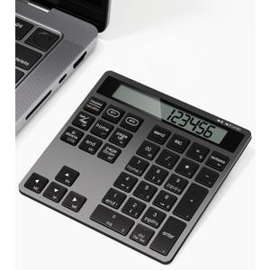 Number Pad for Laptop - Rechargeable Wireless Number Keypad 34 Keys with Dual Bluetooth, 2 in 1 Numeric Keypad Calculator with Display - Portable Slim Numpad for Windows, Mac, iMac, PC, Tablet