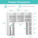 NUTIKAS White Desk Hutch Dorm with Shelves and File Organizer - 42" Wood Desktop Hutch for College Room, Desktop Bookshelf for Computer Desk, Space Saving Bookshelf
