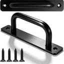 Matte Black Barn Door Handles, 2 Pack Heavy Duty Aluminum Alloy Pull Handles, 5 Inch Hole Center, Modern Rectangular Door Handles with Screws for Sliding, Pocket, Closet & Cabinet Doors