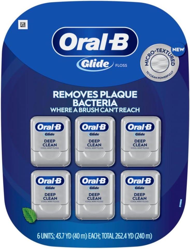 Oral-B Glide Cool Mint Deep Clean Floss, 6 Count, Glide Dental Floss (6 Count (Pack of 1))