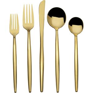 Towle Living Forged Shea Gold 20-Piece Flatware Set, Service for 4, Modern Forged Stainless Steel Silverware with Warm Gold Finish, Elegant Tableware for Everyday & Entertaining