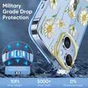 luolnh Compatible with iPhone 14 Case for Girly Women Shockproof Clear Plant Pattern Hard Back Cover for iPhone 14 6.1 inch 2022(Green Chrysanthemum)