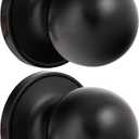 HOSOM 2 Pack Dummy Door Knob Matte Black Dummy Door Knob Single Side Closet Door Knob Set Keyless, Exterior/Interior Door Handle, Individual Non-Turning