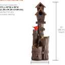Alpine Corporation 35" Tall Outdoor 3-Tier Birdhouse Water Fountain with Cardinal Accent, Rustic Floor Decor for Garden and Patio, Brown