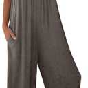Dokotoo Women's Loose Sleeveless Jumpsuits Adjustable Spaghetti Strap Stretchy Long Pant Romper Jumpsuit with Pockets (X-Large, Gray)