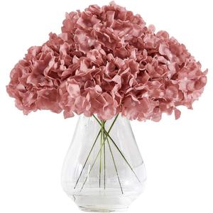 Hydrangea Silk Flower Heads 10 Dusty Rose Artificial Hydrangea Silk Flowers Head for Wedding Centerpieces Bouquets DIY Floral Decor Home Decoration with Long Stems (Large)