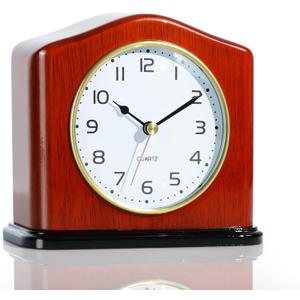 AYRELY Mantel Clock, Handcrafted Solid Wood Desk Clock with Silent Movement, Piano-Gloss Finish, Elegant Table Clock for Fireplace, Bedroom, Office & Gifts