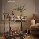 VASAGLE Bar Cart Black, Home Bar Serving Cart, Wine Cart with 2 Mirrored Shelves, Wine Holders, Glass Holders, for Kitchen, Dining Room, Black ULRC090B62