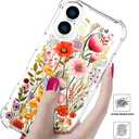 Compatible for iPhone 17 Cases with Design, Cute Transparent Designer Phone Case for Women Girls Girly with Heavy Duty Protective Bumper (Clear Anemone Flower Floral)