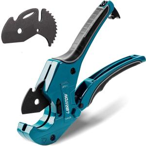 Libraton PVC Cutter 1-5/8", PVC Pipe Cutter, Ratcheting PVC Cutter with Replacement Blade, Plastic Pipe Cutter, ABS Cutter for PVC, PEX PPR Plastic Pipes, Hoses and Plumbing Pipes