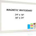 White Board for Wall, 24'' x 18'' Magnetic Dry Erase Board, Decorative Whiteboard with White Vintage Wooden Frame, Hanging Writing Board for Home Office School Dorm